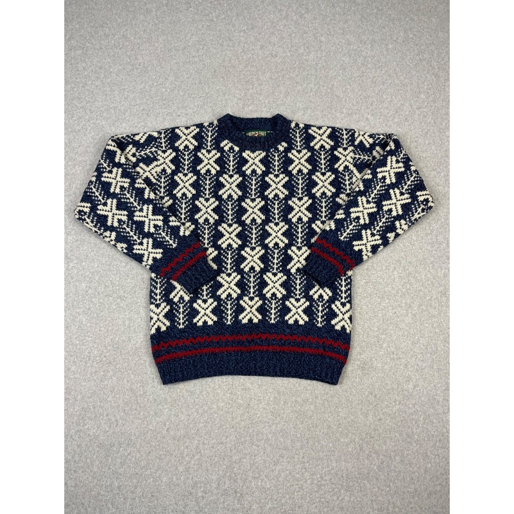 Vintage American Eagle Sweater‎ Mens M Blue White Nordic Crew Wool Made USA